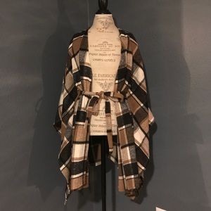 Peach Love Plaid Poncho